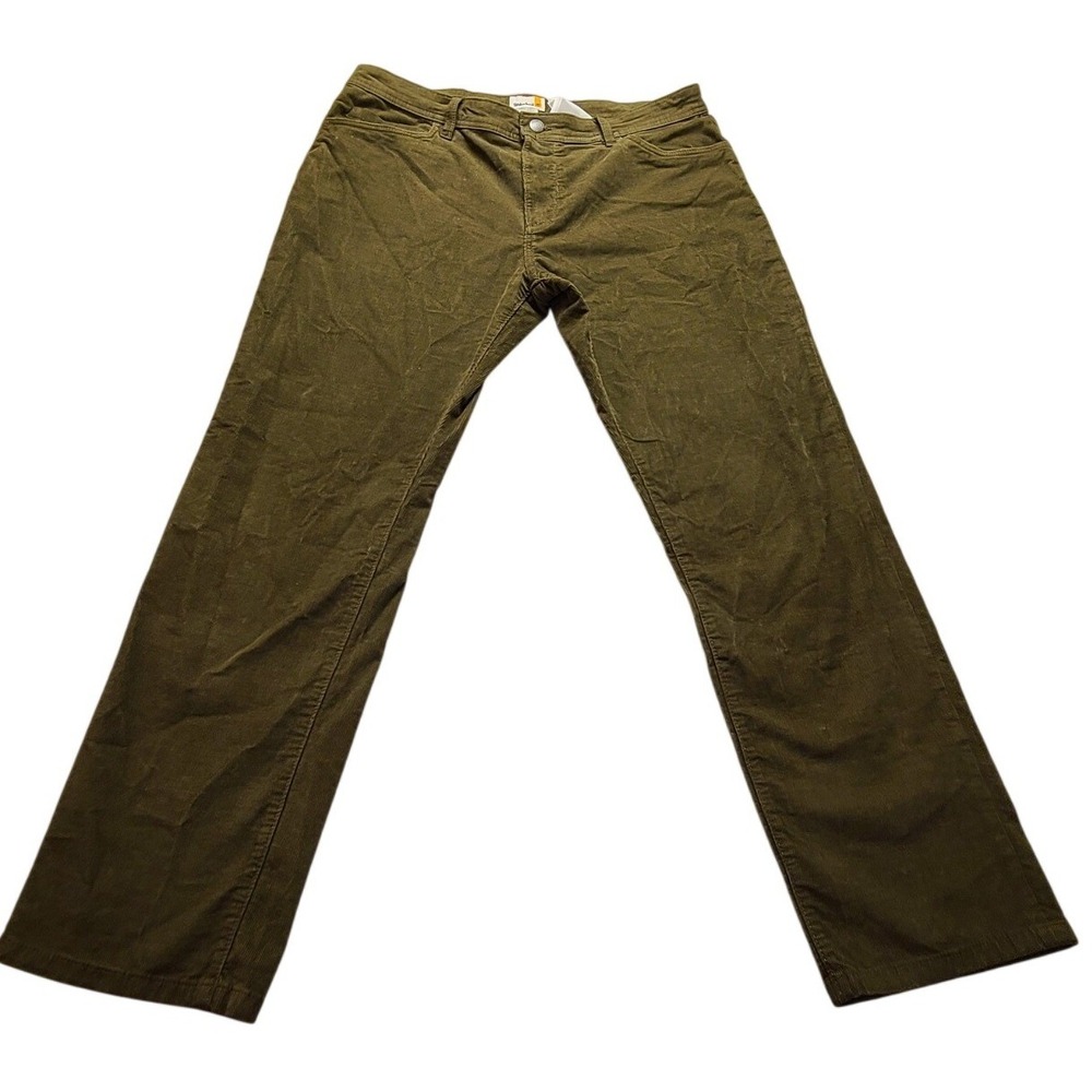Timberland Men's Olive Green Corduroy Straight Leg Pants‎ 36x32 Stretch Cotton